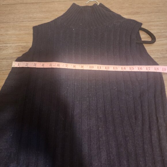 Vince Mixed Rib Sleeveless Turtleneck Black Med - Picture 3 of 9